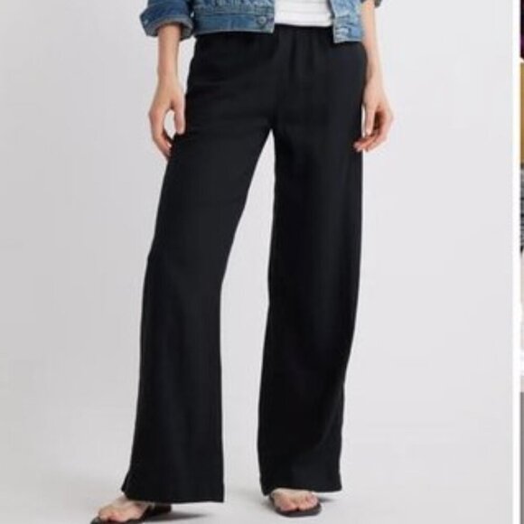 Caslon Linen Blend Wide Leg Pull-On Resort Travel Pants Black Women’s XL NWT - Picture 1 of 15